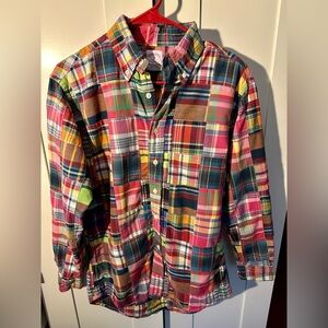 Brooks Brothers Madras Plaid
Patchwork Button Men's Cotton Shirt
Size Small